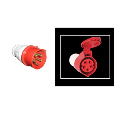 Pachet Fisa si Priza Mobila Industriala HT 63A IP44 400V 5 Poli - Conexiuni Trifazate cu Nul, Mobile, de Mare Putere si Sigure