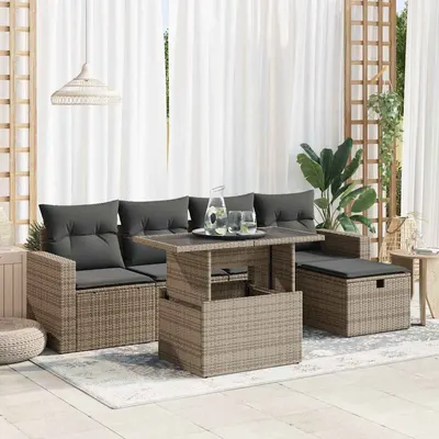 Gossi set mobilier gradina cu perne, 6 piese, gri, poliratan