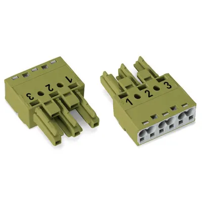 Socket; 3-pole; Cod. B; 4,00 mm²; light green