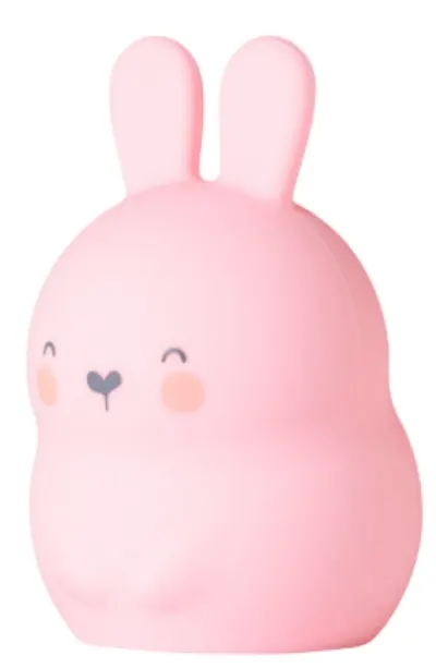 Lampă de noapte din silicon Saro Baby - Little Bunny, Pink
