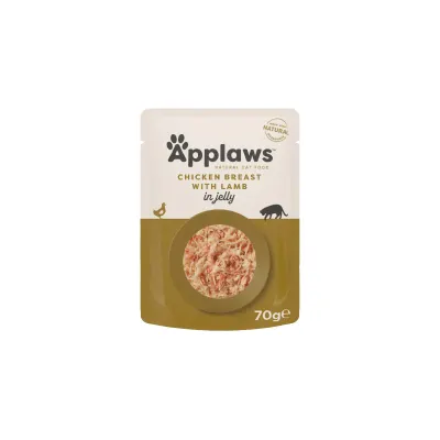 APPLAWS Piept, Pui și Miel, plic hrană umedă pisici, (în aspic), 70g