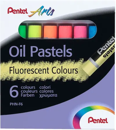Pasteluri uleioase Pentel Arts Oil Pastels - Fluo, 6 culori