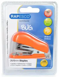 Capsator Rapesco - Bug, cu capse 26/6 mm, portocaliu