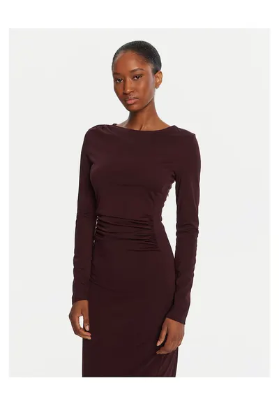 Rochie dama - tricotata - bordeaux - 57% viscoza - 32% poliamida - 11% elastan
