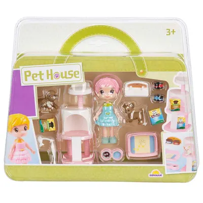 Set de joaca cu papusa si accesorii, Sunman, Pet House