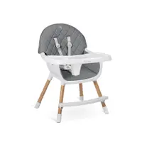 Scaun de masa multifunctional 3in1 pentru copii cu masuta reglabila si detasabila,husa din PU usor de curatat,suport picioare,transformabil in scaunel clasic Nukido Lilo Grey