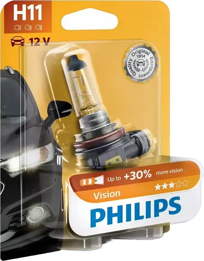 Bec auto Philips - H11, Vision +30% more light, 12V, 55W, PGJ19-2