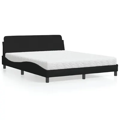 vidaXL Pat cu saltea, Dover, negru, 160x200 cm, textil