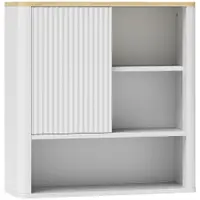 HOMCOM Dulap de baie de perete cu ușă culisantă 5 compartimente și polițe reglabile 60x20x62 cm Alb | Aosom Romania