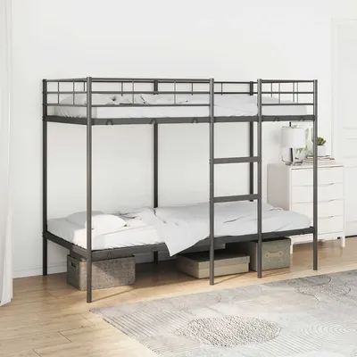 Gossi pat supraetajat fara saltea negru 90x190 cm otel
