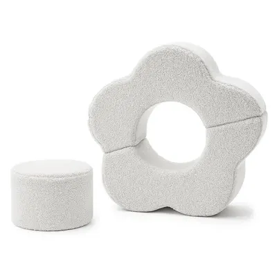 Teren de joacă din spumă alb 3 buc. din material bouclé înălțime 27 cm 88x90 cm – Meowbaby