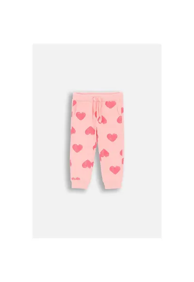 Pantaloni sport cu imprimeu cu inimi - Roz