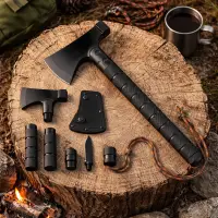 Topor Tactic Multifunctional pentru Camping cu Accesorii Intercambiabile