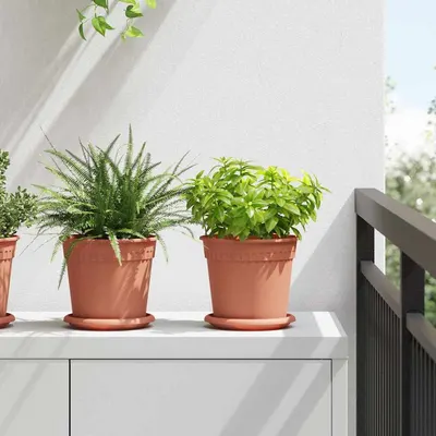 vidaXL Tavă rotundă pentru flori 6 buc. Roșu cărămidă Ø 14 x 2 cm