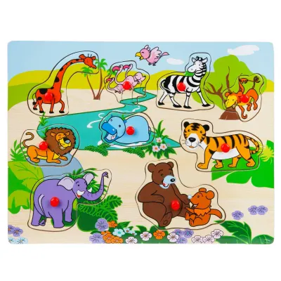 Puzzle din lemn, Animale, 8, 9 piese
