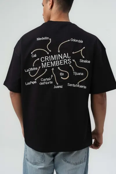 Tricou Oversize Criminal Members – Black Tses10(238) (mărime: Xl)