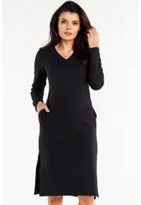 Rochie bodycon din bumbac cu slituri in partile laterale