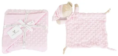 Pătură pentru bebeluși cu jucărie moale Cangaroo - Bennie, 75 х 100 cm, roz