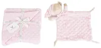 Pătură pentru bebeluși cu jucărie moale Cangaroo - Bennie, 75 х 100 cm, roz