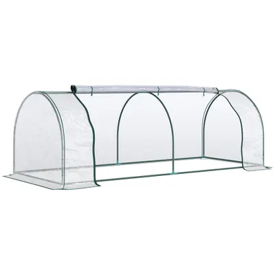 Outsunny Sera de gradina, cadru din otel, PVC, Verde si transparent 250x100x80cm | Aosom Romania