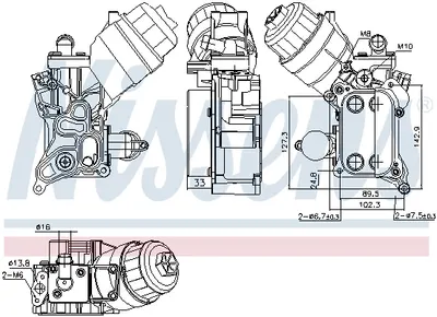 Radiator ulei termoflot cu carcasa filtru ulei potrivit ALFA ROMEO MITO; CHEVROLET AVEO; FIAT DOBLO, DOBLO CARGO, DOBLO MINIVAN, GRANDE PUNTO, IDEA, LINEA, PUNTO EVO, STRADA; LANCIA MUSA 1.3D 1.4 1.6D