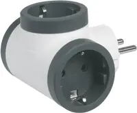 Adaptor Legrand - 694520, 3 prize, în formă de T, 3680 W, alb-gri