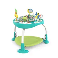 Jumper interactiv, Bright Starts, Playful Pond 2 in 1, Scaun rotativ 360, Inaltime reglabila in 3 pozitii, Cu sunete si lumini, Cu 7 jucarii, Cu trambulina detasabila, 88x88 cm, 12 luni+, Multicolor