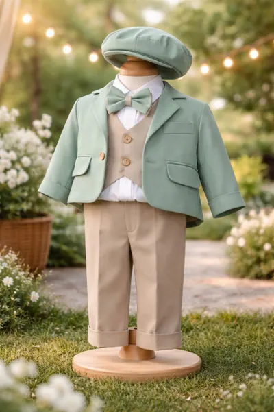 Costum baieti botez Mathias 2- turcoaz