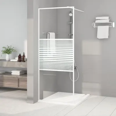 vidaXL Perete de duș walk-in, alb, 80x195 cm, sticlă ESG transparentă