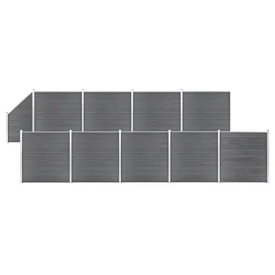 Gossi set panouri gard, 9 patrate + 1 oblic, gri, 1657x186 cm, wpc
