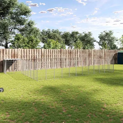 vidaXL Padoc pentru câini, argintiu, 25,41 m², oțel