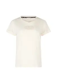 Tricou cu decolteu rotund si monograma - Alb