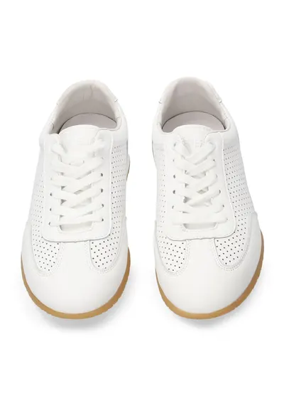 Pantofi sport uni din piele cu perforatii