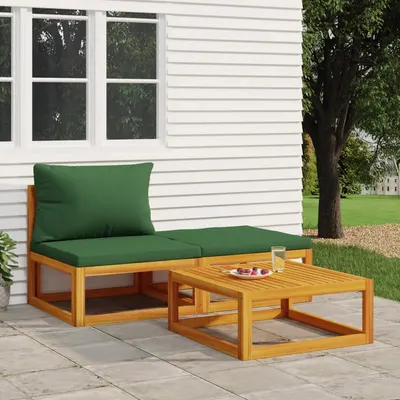 Gossi set mobilier de gradina cu perne, 3 piese, lemn masiv acacia
