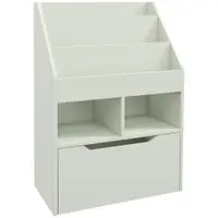 HOMCOM Bibliotecă pentru Copii cu Rafturi și Sertar, Raft Mobil pentru Jucării și Cărți, Dimensiuni 60x29.9x90 cm, Verde Strălucitor | Aosom România