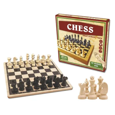 Joc de strategie, Sah din lemn, numerotat, 30x30x0.9 cm, 6 ani+