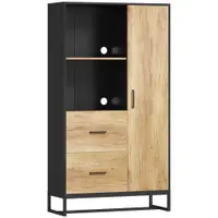HOMCOM Dulap de bucătărie multifuncțional cu 2 sertare, 1 dulap, 2 nișe și orificii pentru cabluri | Aosom Romania