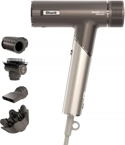 Uscător de păr Shark - SpeedStyle Pro Flex 4-în-1, 1700W, 3 viteze, gri