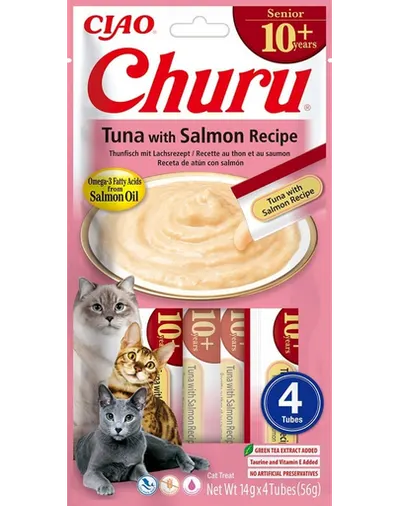 INABA Churu Cat Senior Tuna with Salmon 4x14g recompensa pisici senioare cu ton si somon
