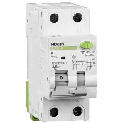 Intrerupator automat cu diferential RCBO Ex9BL-H 1P+N 10A/30mA, curba C, tip AC, 10kA Noark 107392