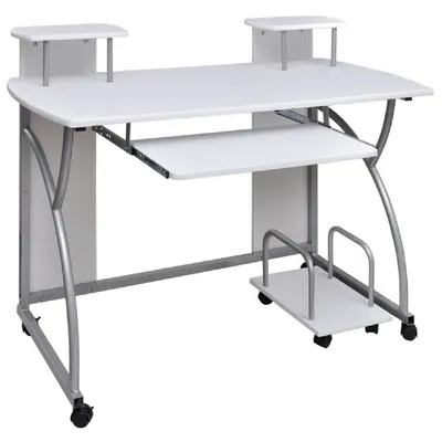 vidaXL Birou de computer, alb, 110x52x88,5 cm, lemn prelucrat