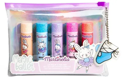 Set de balsamuri de buze pentru copii cu geanta de toaleta Martinelia - 5 buc