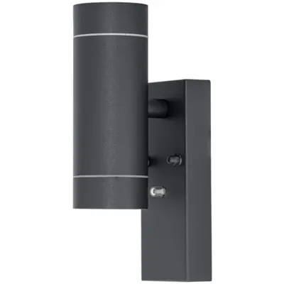 Corp ilum. spot pt.perete ext., senz.crepuscular, antracit 100-240VAC, 50Hz, 2xGU10, max.35W, 30lux, IP44
