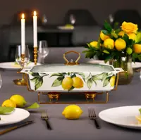 Tavă de copt și tavă caldă de servire Morello - Lemons &amp; Gold, 38.5 x 29.5 cm