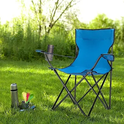 Scaun pliabil camping, manere, suport pahar, 50x82x80 cm