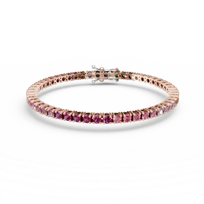 Bratara tennis din aur roz cu safire multicolore de 4.75ct