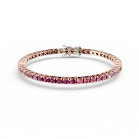 Bratara tennis din aur roz cu safire multicolore de 4.75ct