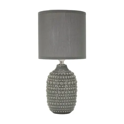 Veioză gri din ceramică cu abajur textil (înălțime 30,5 cm) Points – Mauro Ferretti