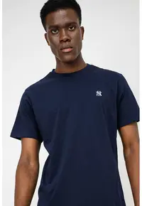 ’47 - Tricou cu broderie logo discreta Neyyan Base Runner - Bleumarin
