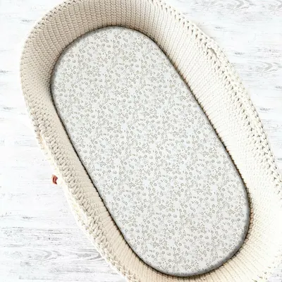 Cearceaf cu elastic, MimiNu, Premium, Pentru landou, carucior si cosulet, Dimensiune 80x35 cm, Din bumbac certificat Oeko Tex Standard 100, Meadow